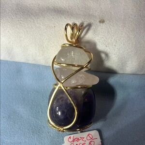 Elegant Gold and Purple Stone Pendant